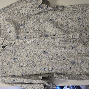 Eddie Bauer Blue and White Casual Button Down Shirt